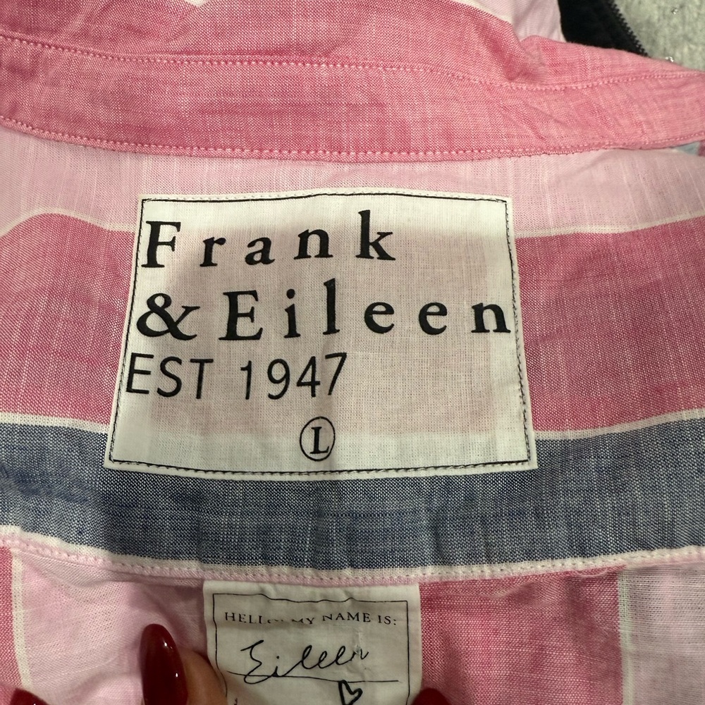 Frank & Eileen Pink and White Button-Up - Size L